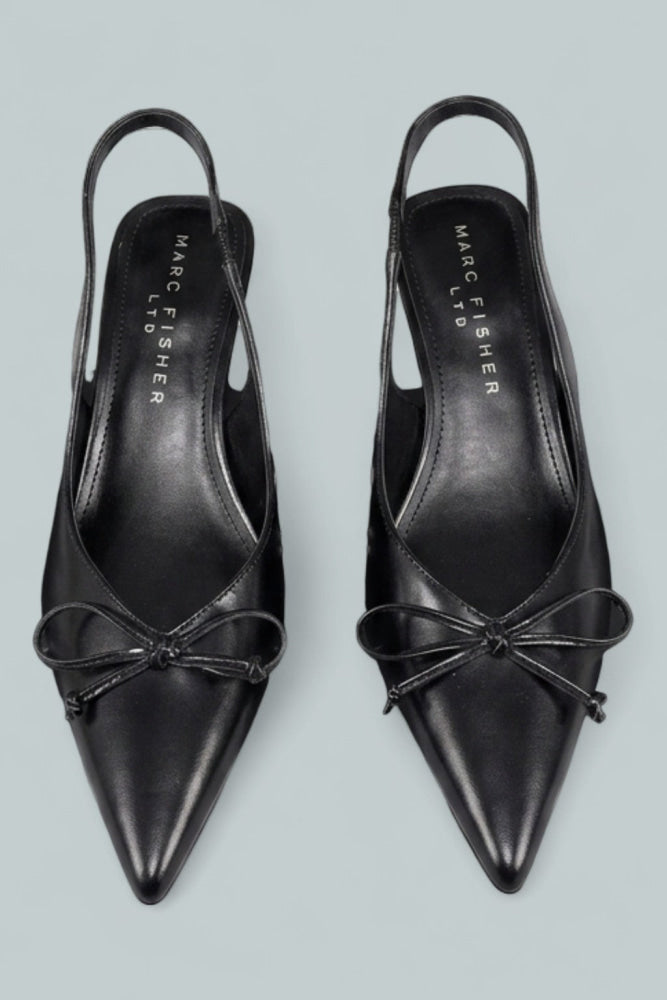 Women’s Gretel Leather Slingback Pumps - Black - Slingback