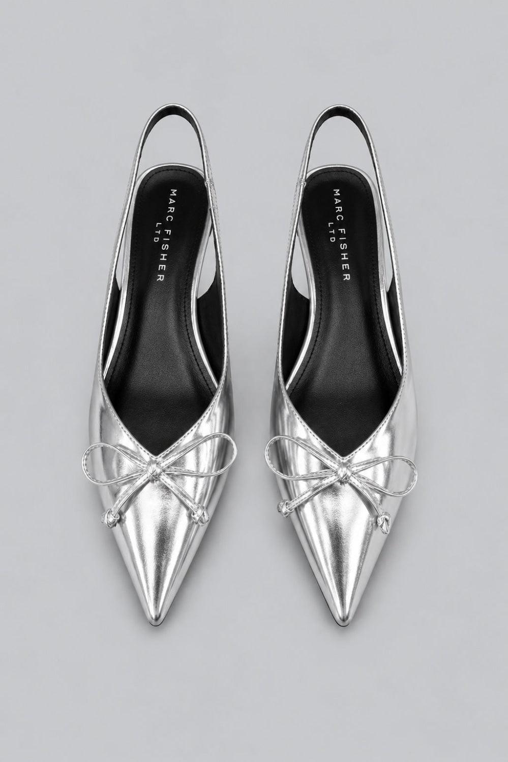 Women’s Gretel Leather Slingback Pumps - Silver - 9.5 - Slingback