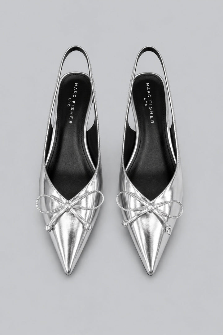 Women’s Gretel Leather Slingback Pumps - Silver - 9.5 - Slingback