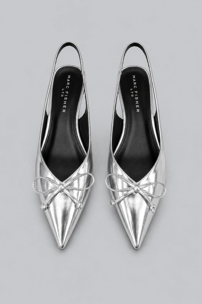 Women’s Gretel Leather Slingback Pumps - Silver - 9.5 - Slingback