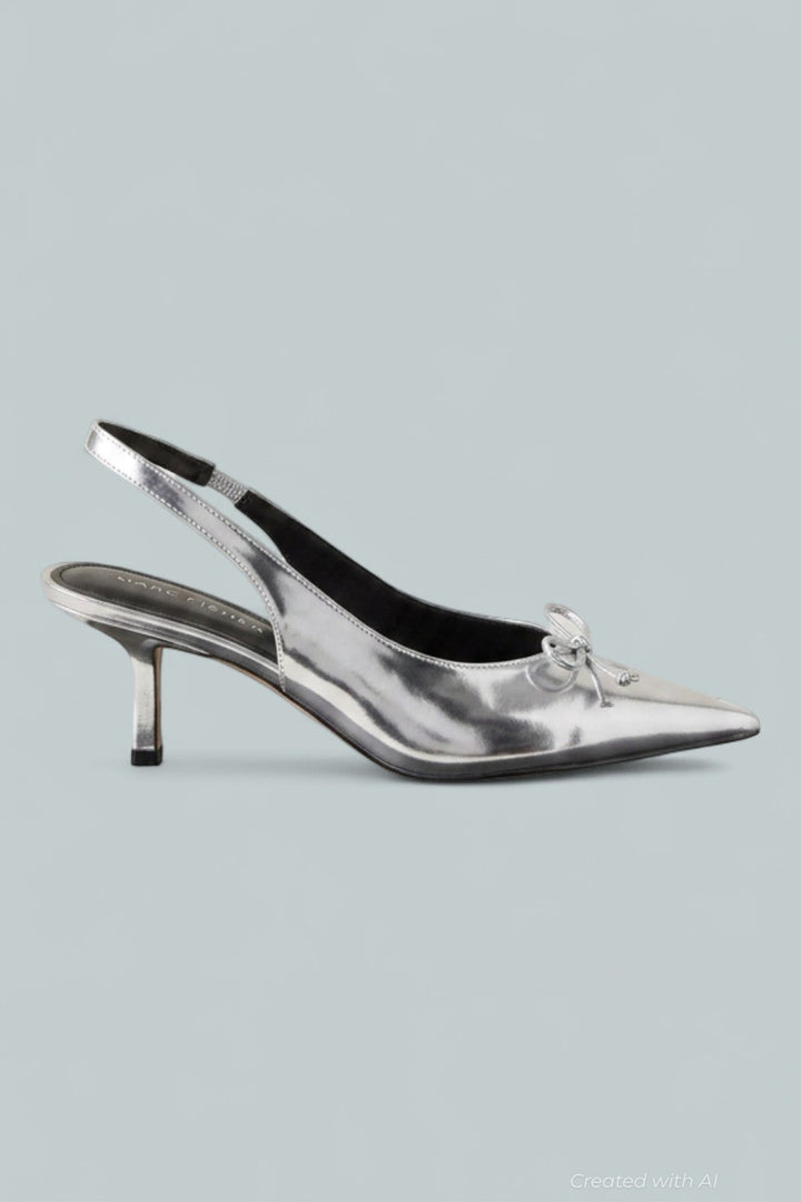 Women’s Gretel Leather Slingback Pumps - Silver - 9.5 - Slingback