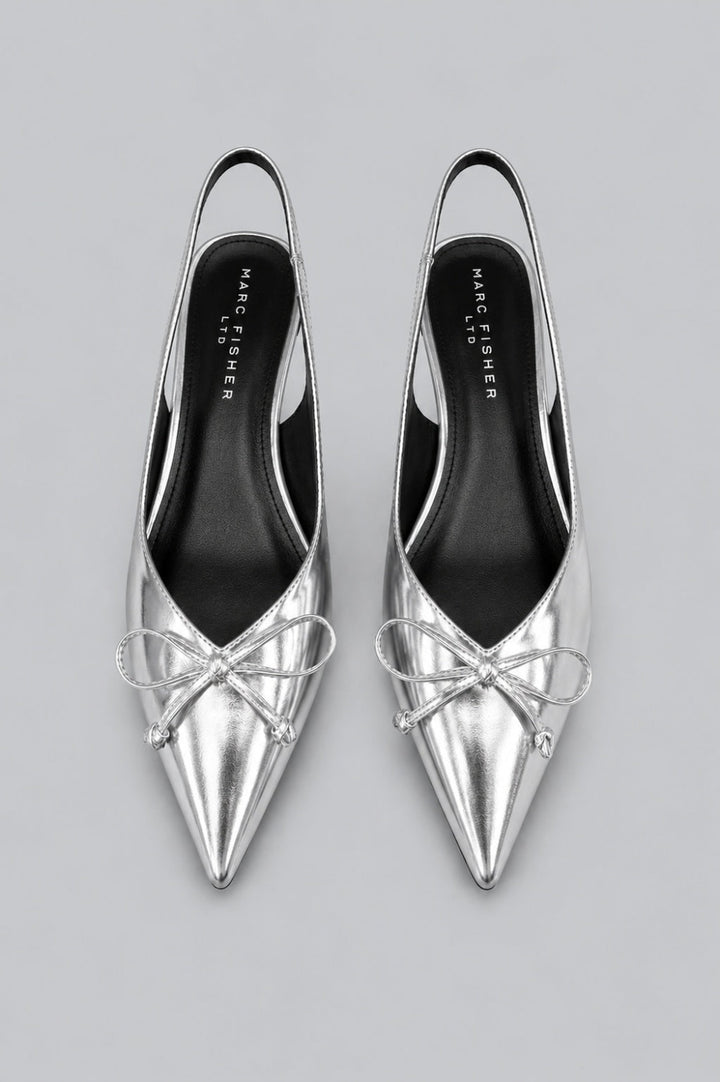 Women’s Gretel Leather Slingback Pumps - Silver - 9.5 - Slingback