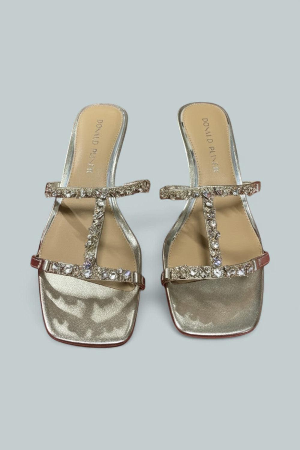 Women’s Griffon Kitten Heel Sandals - Platinum - 8 - Sandals