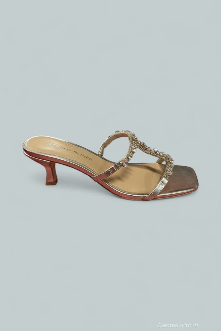 Women’s Griffon Kitten Heel Sandals - Platinum - 8 - Sandals