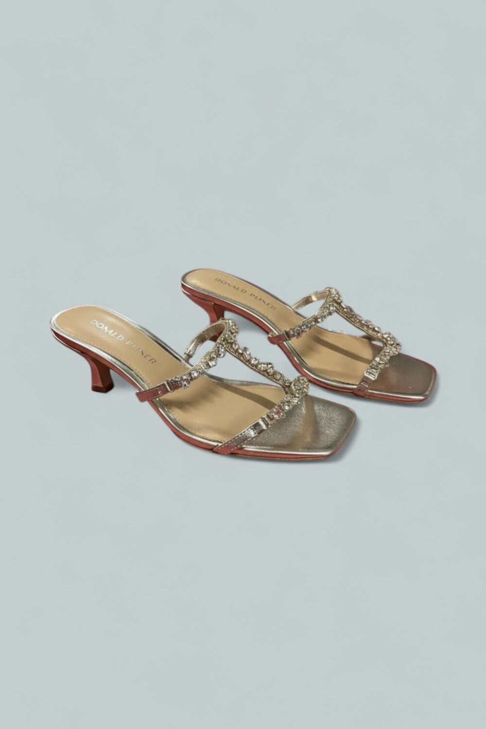 Women’s Griffon Kitten Heel Sandals - Platinum - 8 - Sandals