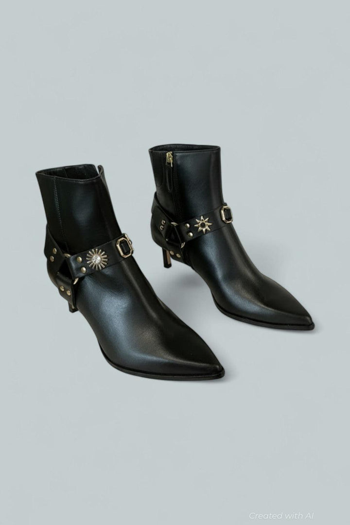 Women’s Haden Embellished Leather Booties - Black Calf - 8.5 - Boot