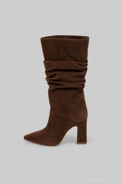 Women’s Harriet Suede Slouch Boots - Root Brown - 8.5 - Boots