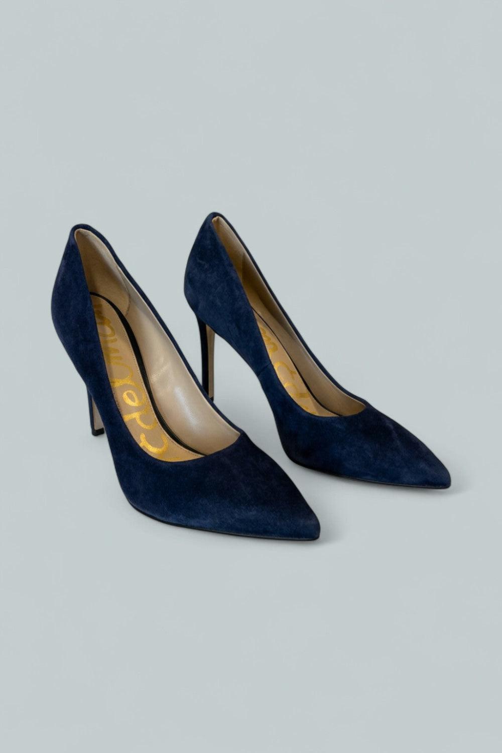 Women’s Hazel Pointed Toe High-Heel Pumps - Navy Suede - 7.5 - Sandal