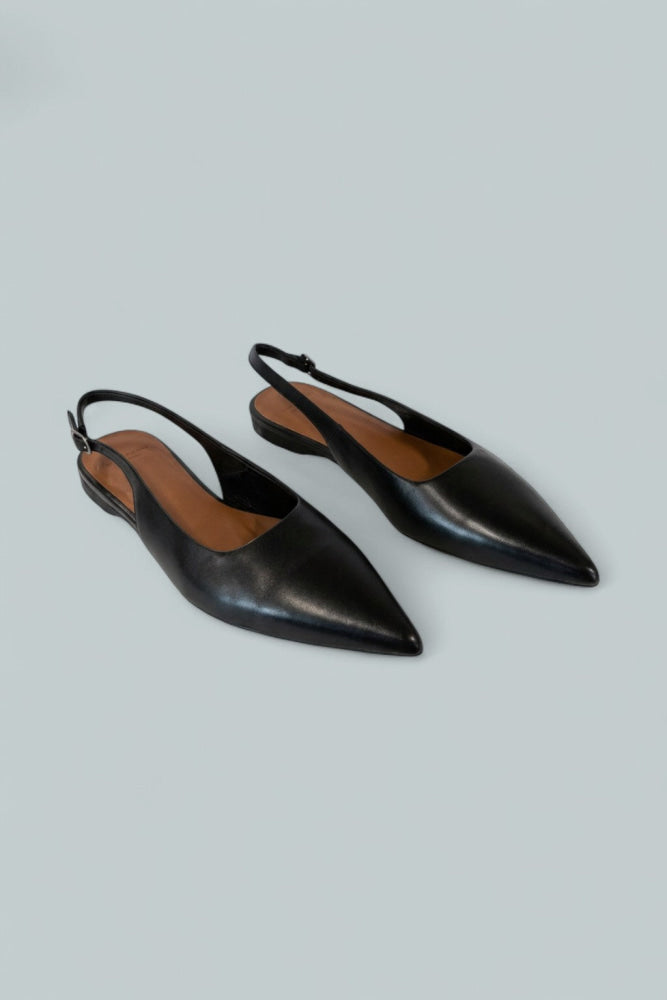 Women’s Hermine Pointed Toe Slingback Flats - Black - 10 US / 40 EU - Slingback