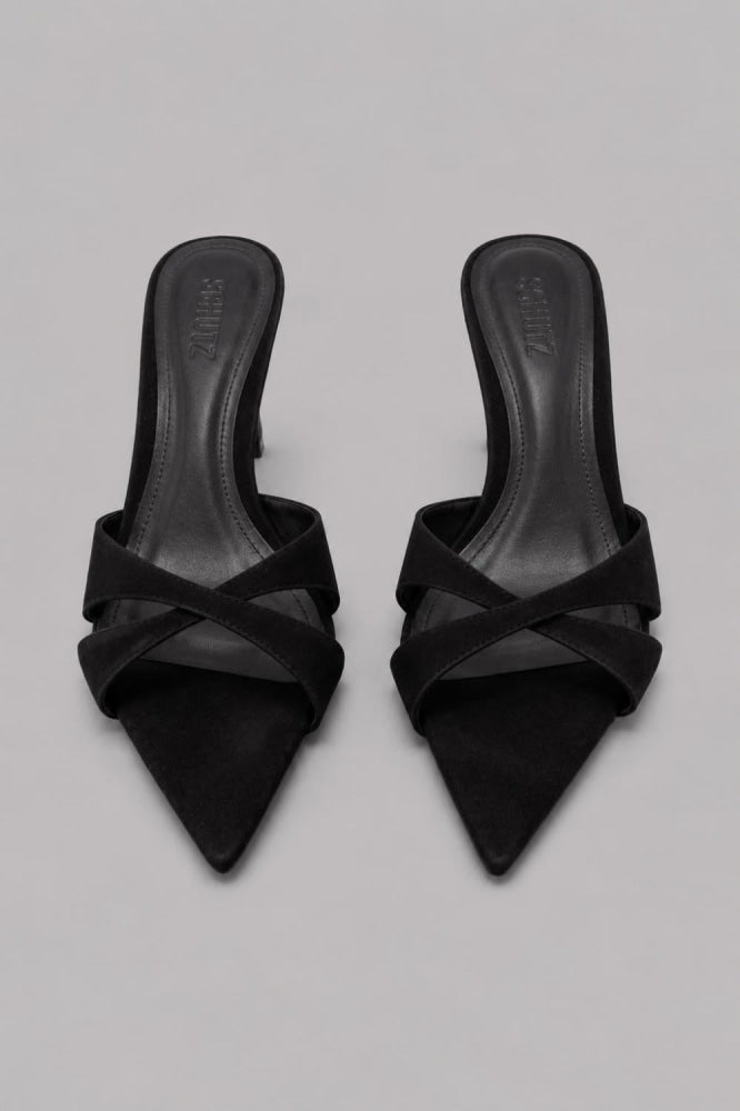 Women’s Hilda Leaf Mule Sandals - Black - 8 - Mules