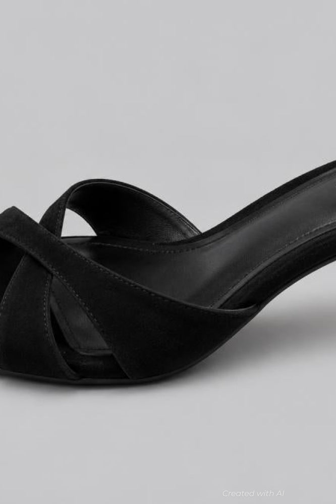 Women’s Hilda Leaf Mule Sandals - Black - 8 - Mules