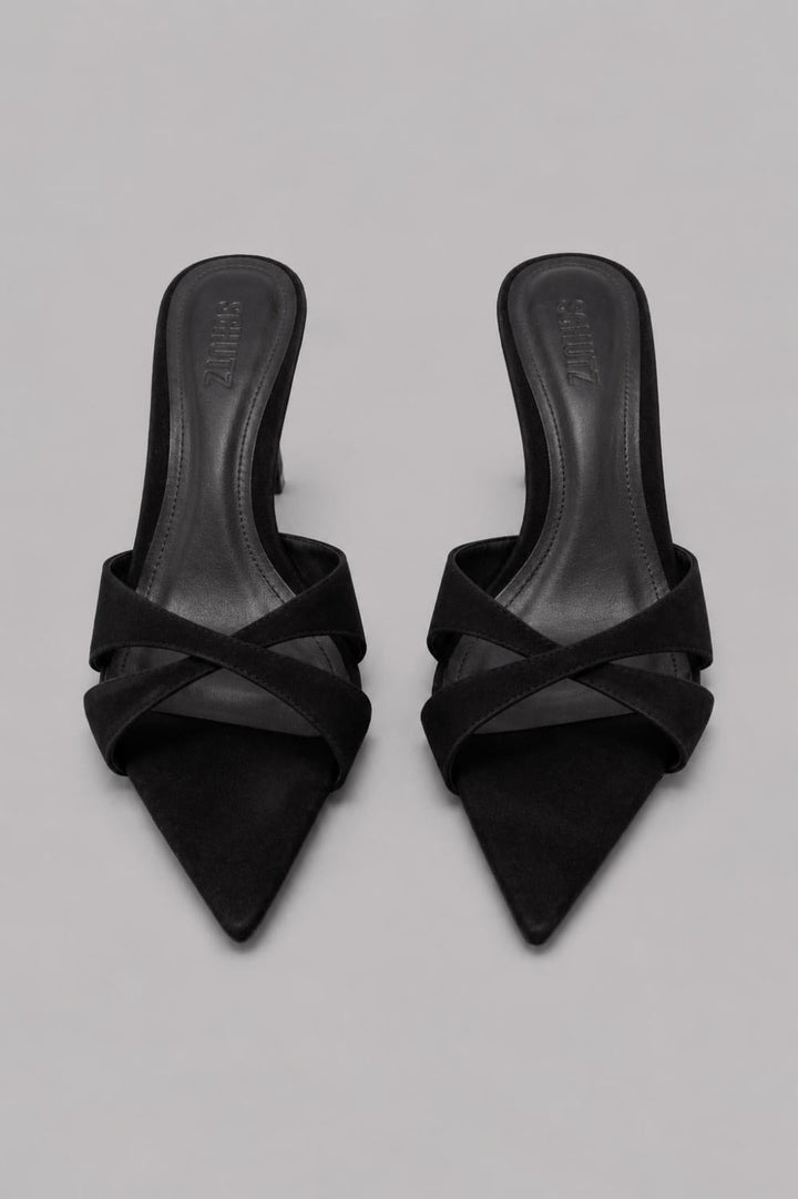 Women’s Hilda Leaf Mule Sandals - Black - 8 - Mules