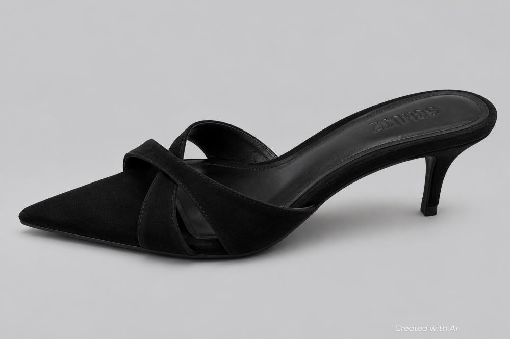 Women’s Hilda Leaf Mule Sandals - Black - 8 - Mules