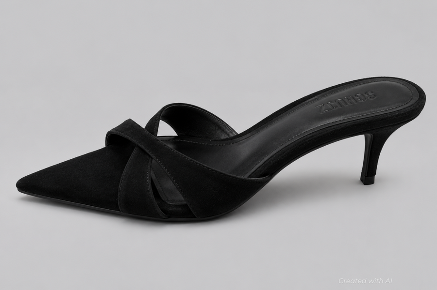 Women’s Hilda Leaf Mule Sandals - Black - 8 - Mules