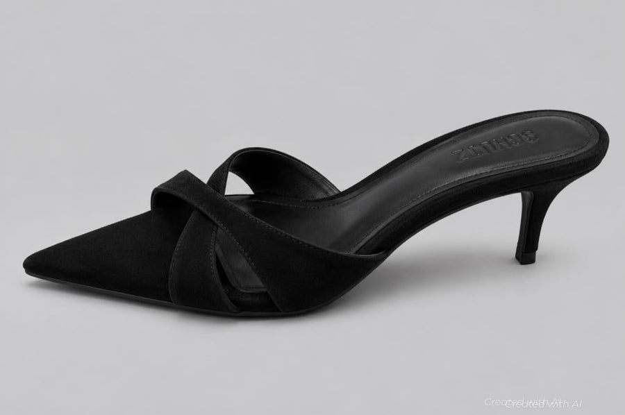 Women’s Hilda Leaf Mule Sandals - Black - 8 - Mules