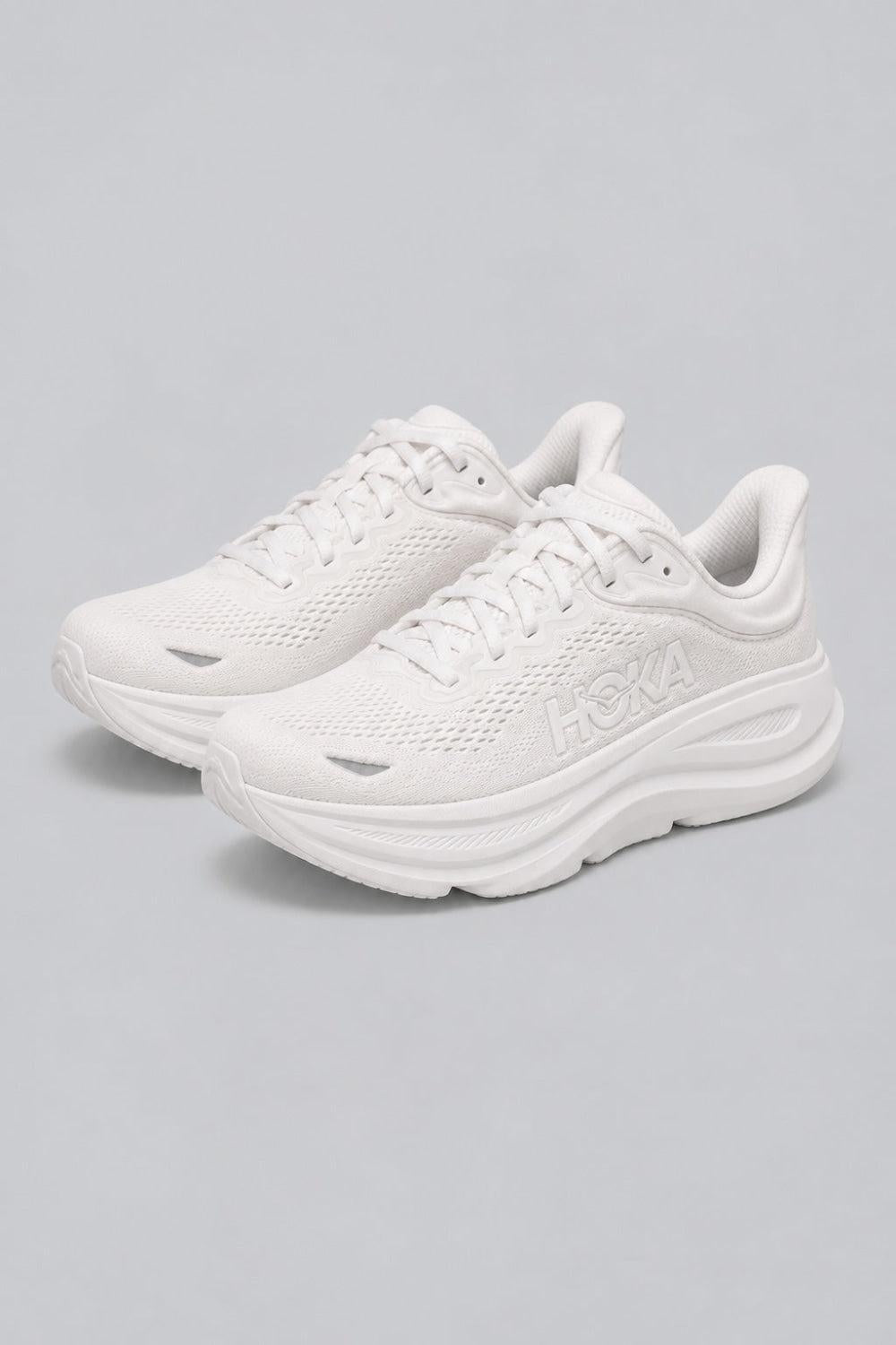 Women’s HOKA Bondi 9 Running Shoes - White/White - 7.5 - Sneaker