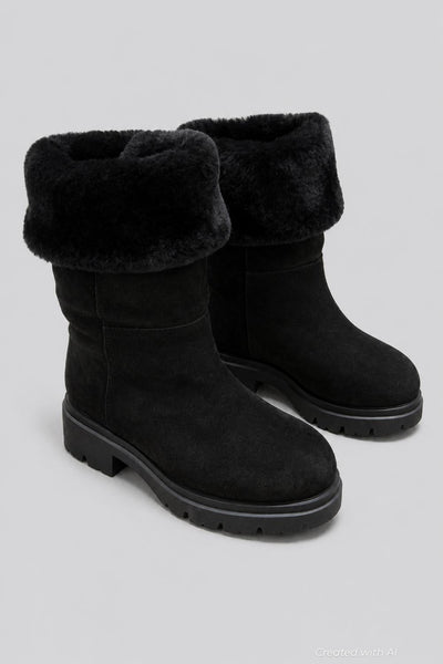 Women’s Hudson Shearling Booties - Black - 105 - Bootie