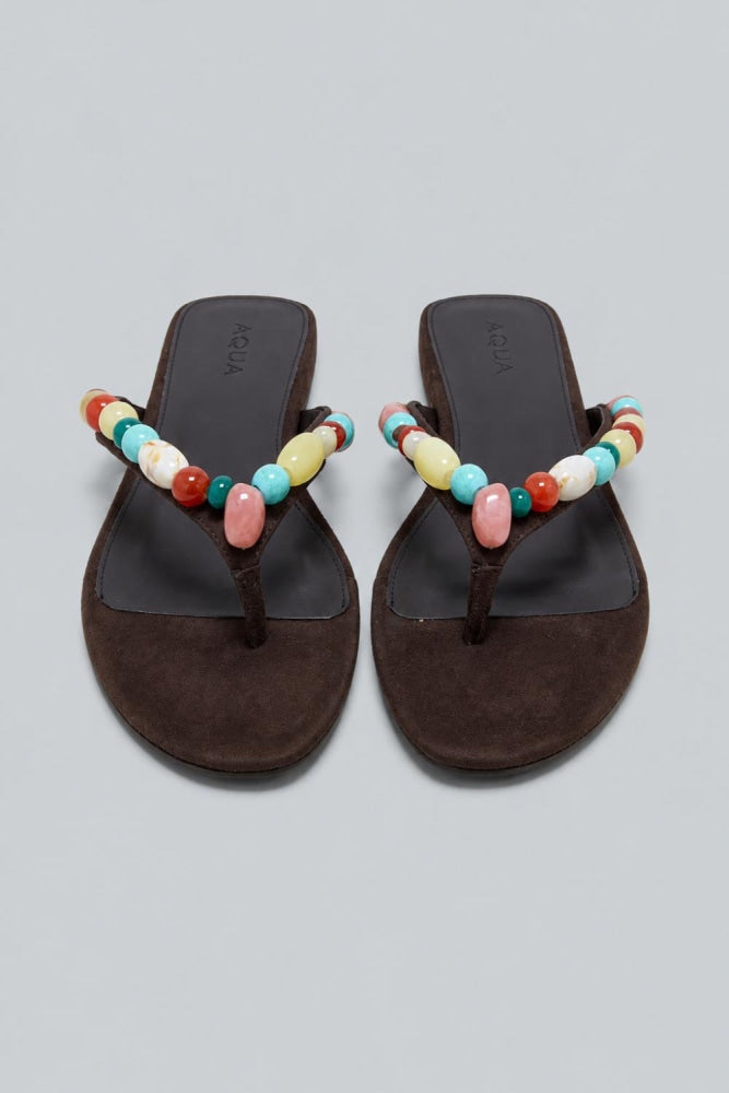 Women’s Jules Embellished Thong Sandals Exclusive - Brown Suede - Sandal