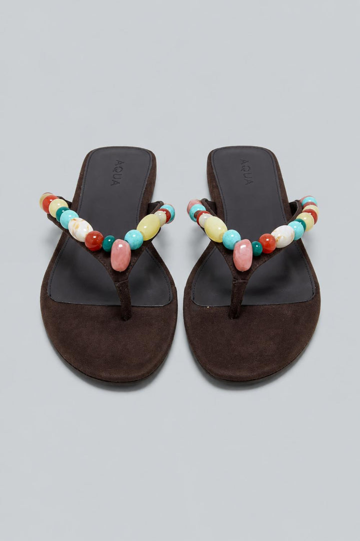 Women’s Jules Embellished Thong Sandals Exclusive - Brown Suede - Sandal