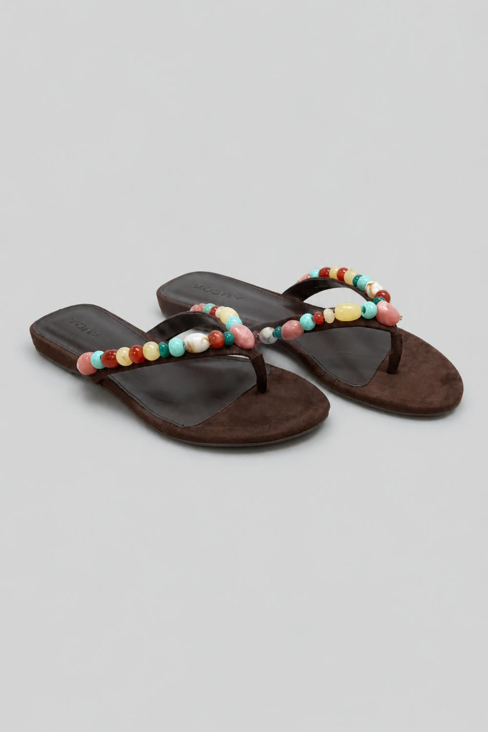 Women’s Jules Embellished Thong Sandals Exclusive - Brown Suede - Sandal