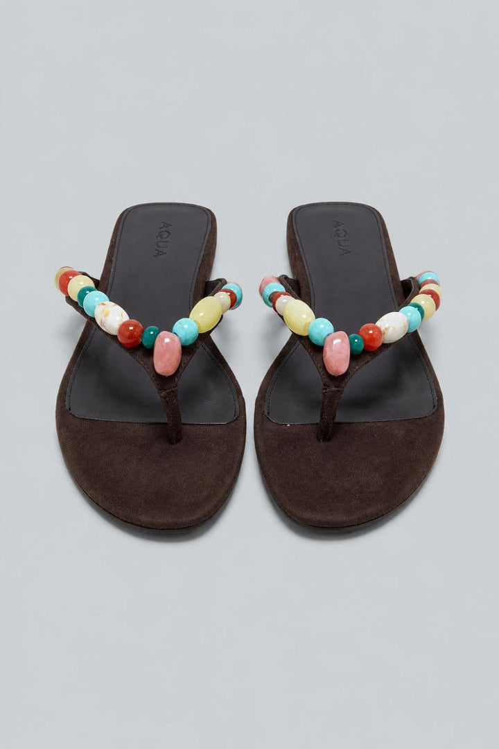 Women’s Jules Embellished Thong Sandals Exclusive - Brown Suede - 9 - Sandals