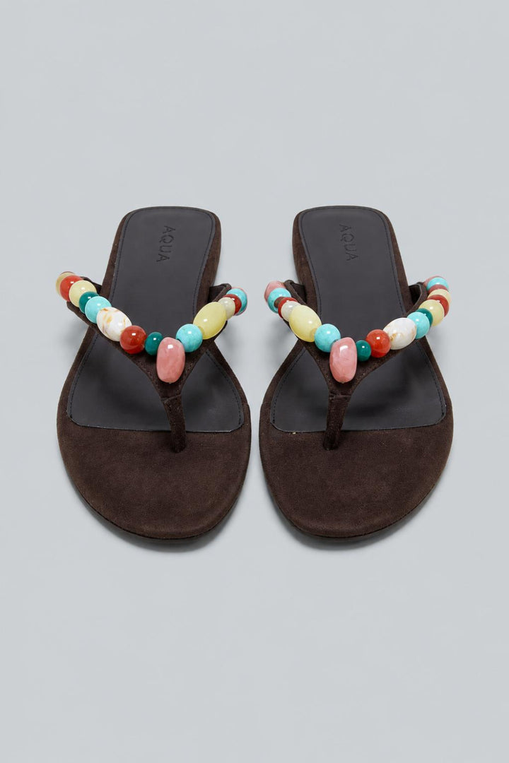 Women’s Jules Embellished Thong Sandals Exclusive - Brown Suede - 9 - Sandals