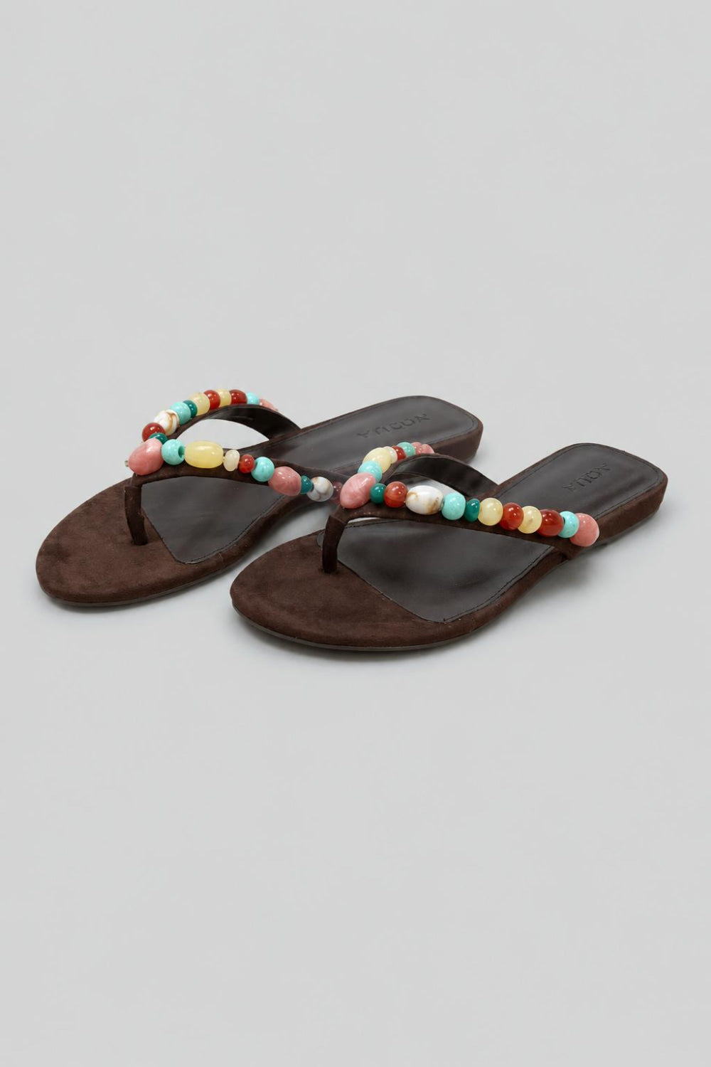 Women’s Jules Embellished Thong Sandals Exclusive - Brown Suede - 9 - Sandals