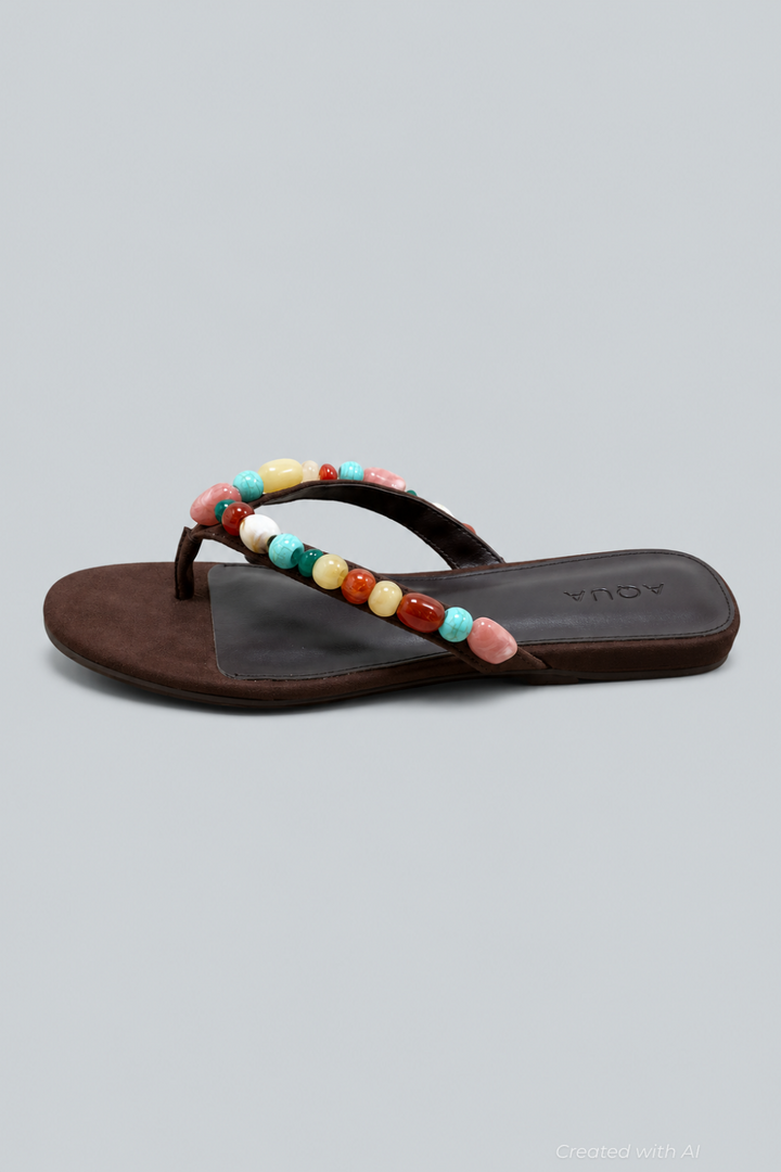 Women’s Jules Embellished Thong Sandals Exclusive - Brown Suede - Sandal