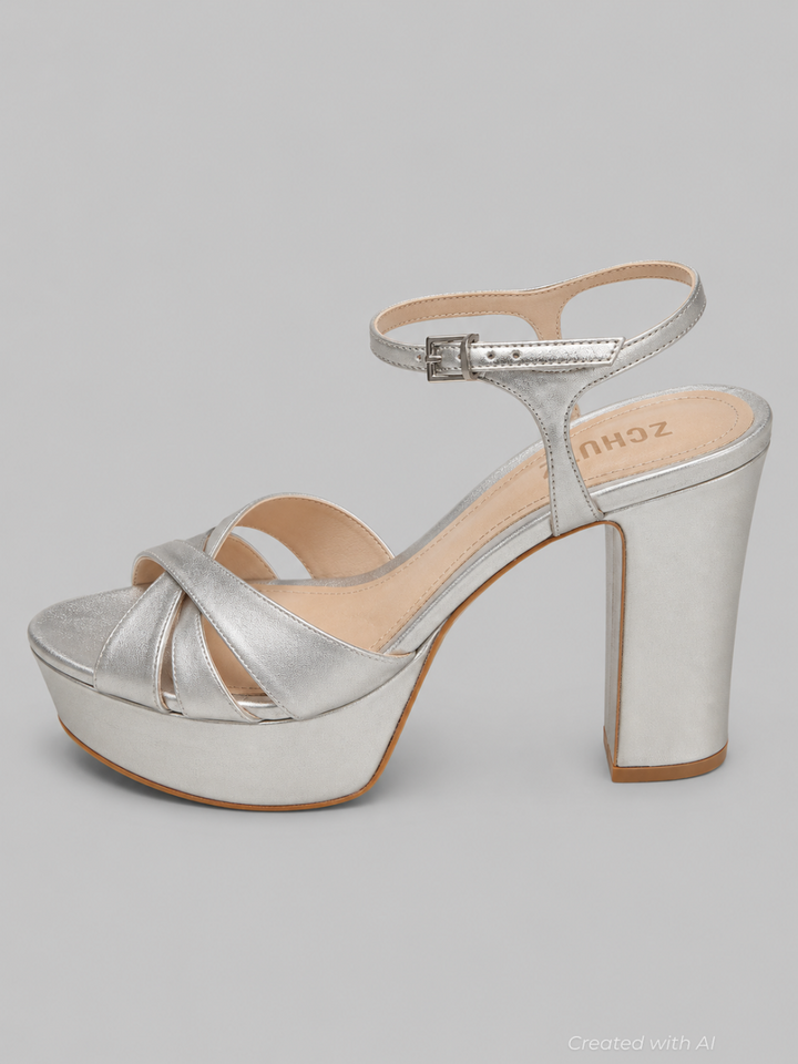 Women’s Keefa High-Heel Platform Sandals - Prata Silver Leather - Heels