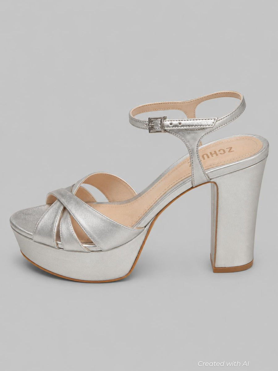 Women’s Keefa High-Heel Platform Sandals - Prata Silver Leather - Heels