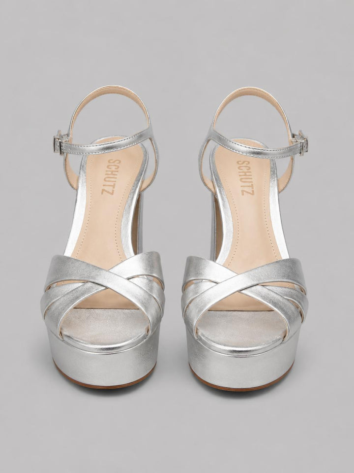 Women’s Keefa High-Heel Platform Sandals - Prata Silver Leather - Heels