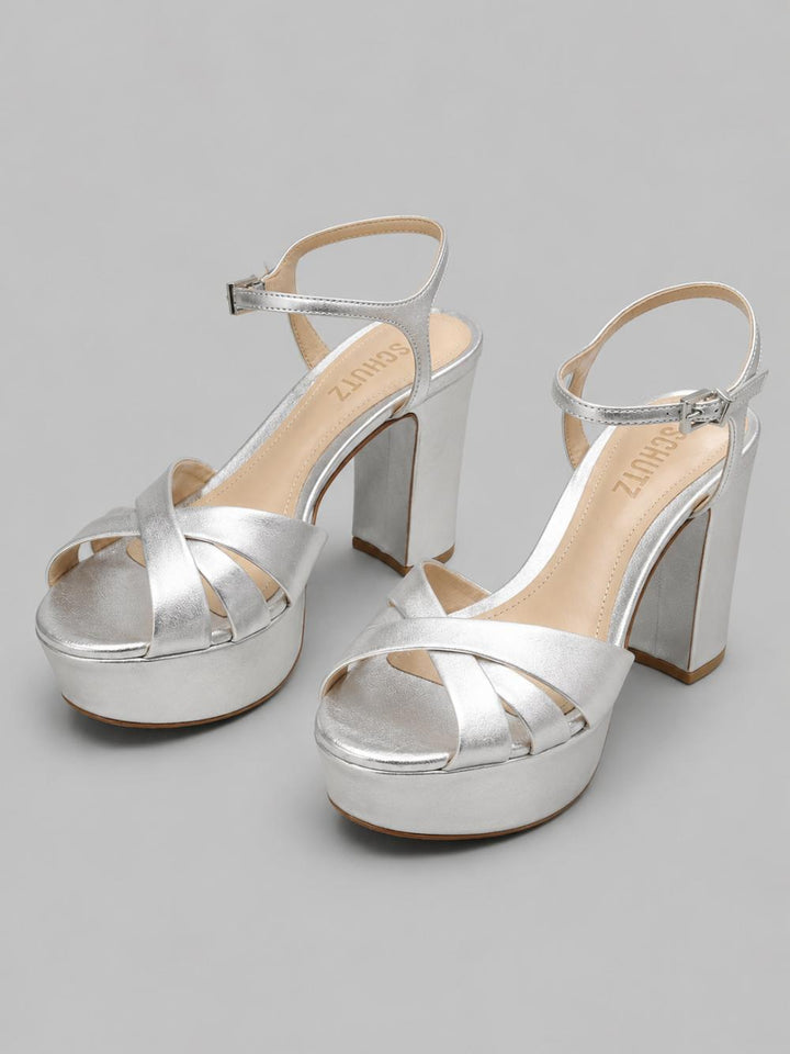 Women’s Keefa High-Heel Platform Sandals - Prata Silver Leather - Heels
