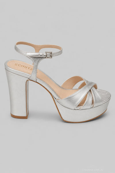 Women’s Keefa High-Heel Platform Sandals - Prata Silver Leather - Heels