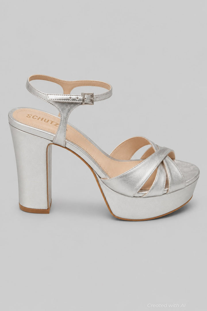 Women’s Keefa High-Heel Platform Sandals - Prata Silver Leather - Heels