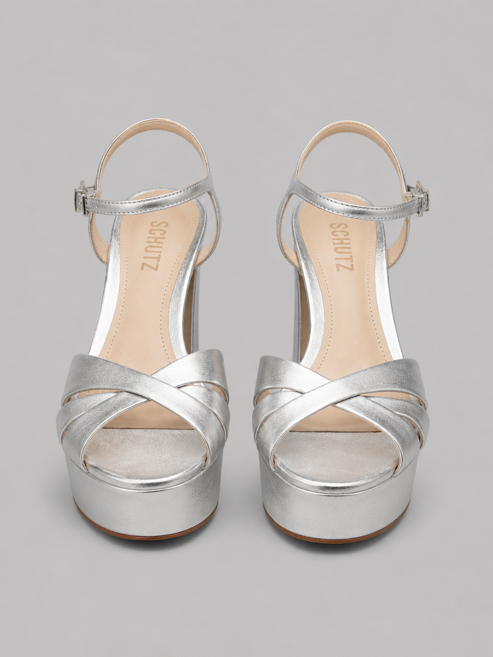 Women’s Keefa High-Heel Platform Sandals - Prata Silver Leather - Heels