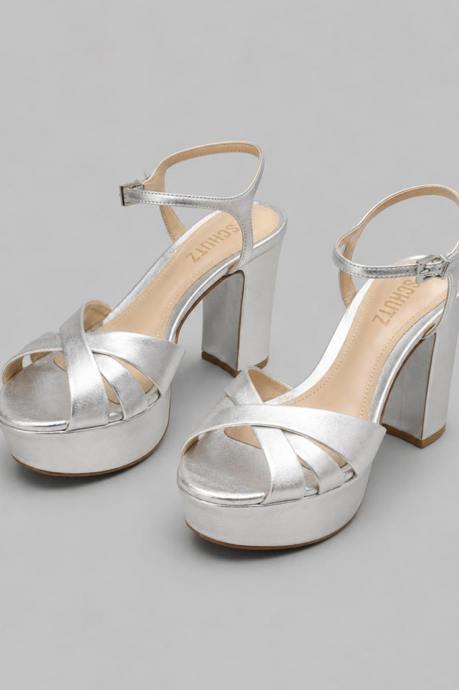 Women’s Keefa High-Heel Platform Sandals - Prata Silver Leather - Heels