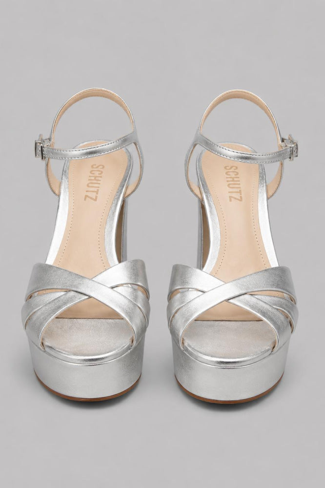 Women’s Keefa High-Heel Platform Sandals - Prata Silver Leather - Heels
