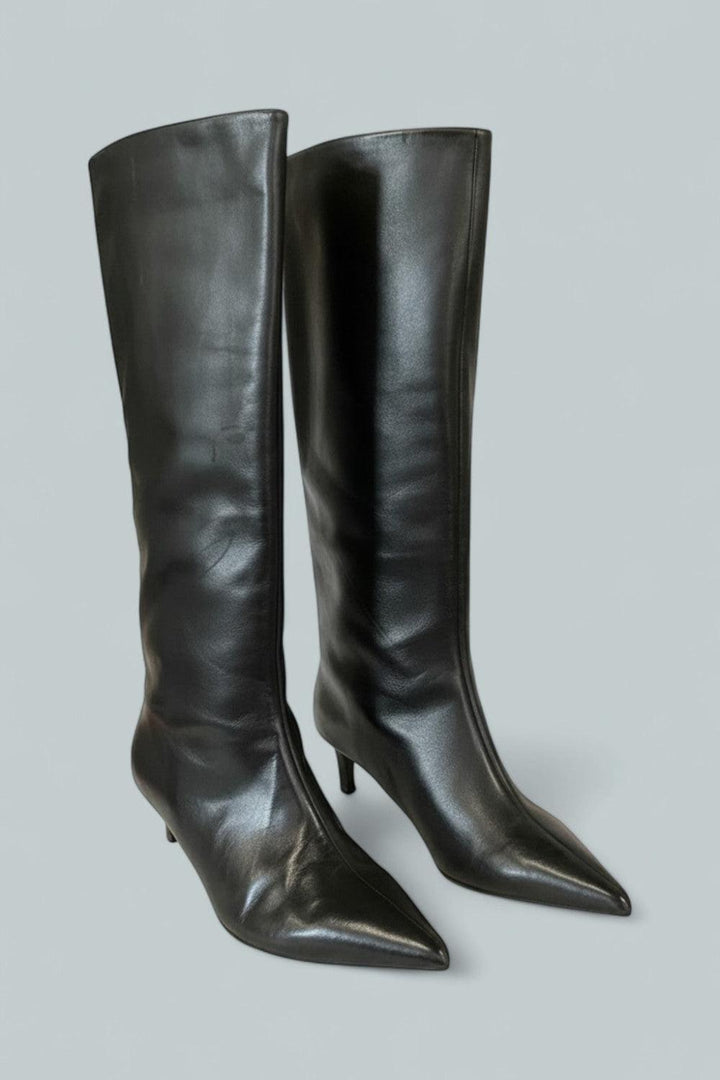Women’s Kiki Kitten Heel Boots - Black Leather - 10 - Boots