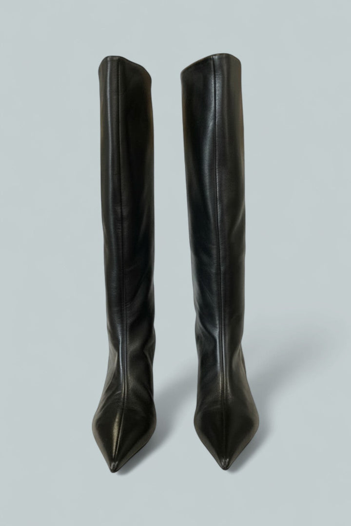 Women’s Kiki Kitten Heel Boots - Black Leather - 10 - Boots