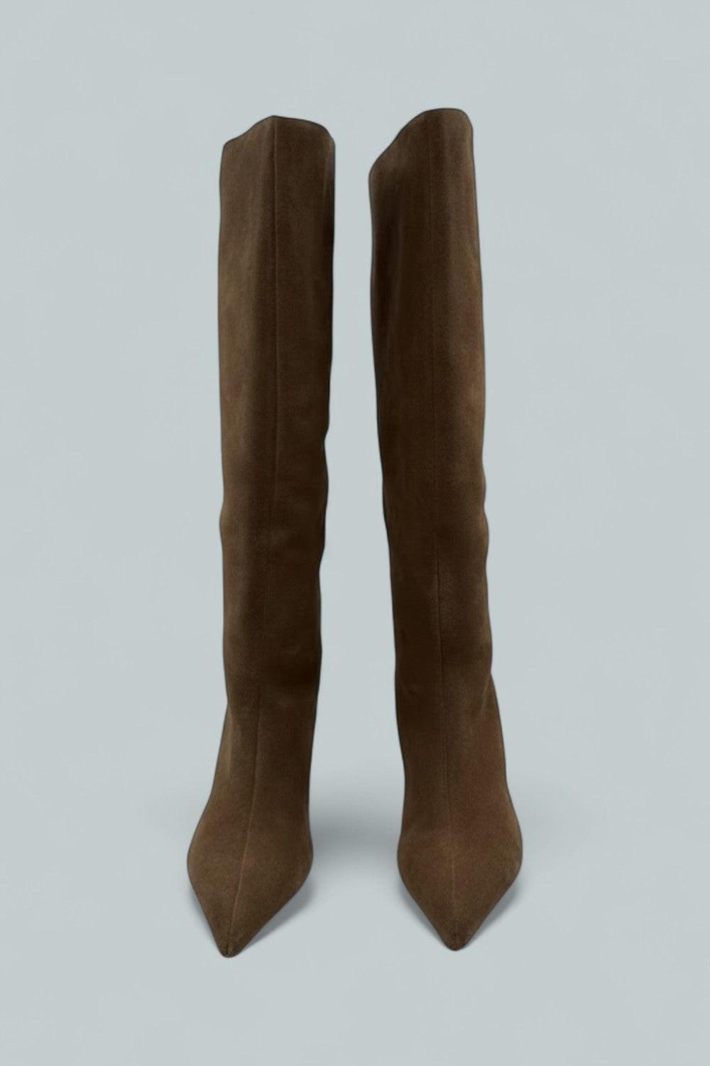 Women’s Kiki Kitten Heel Boots - Tan Suede - 7 - Boots