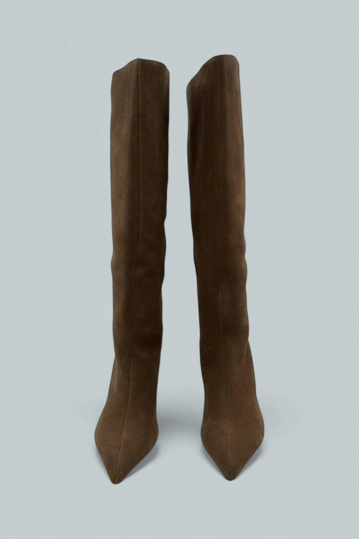 Women’s Kiki Kitten Heel Boots - Tan Suede - 7 - Boots