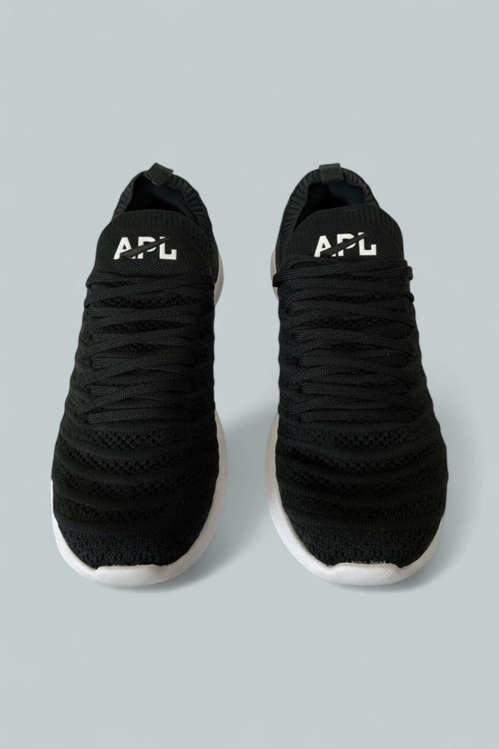 Women’s Knit Low-Top Running Sneakers - Black/White - 8 - Sneaker