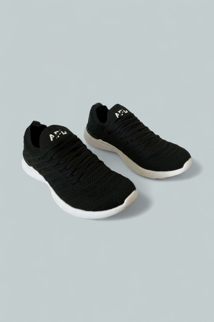 Women’s Knit Low-Top Running Sneakers - Black/White - 9.5 US - Sneaker