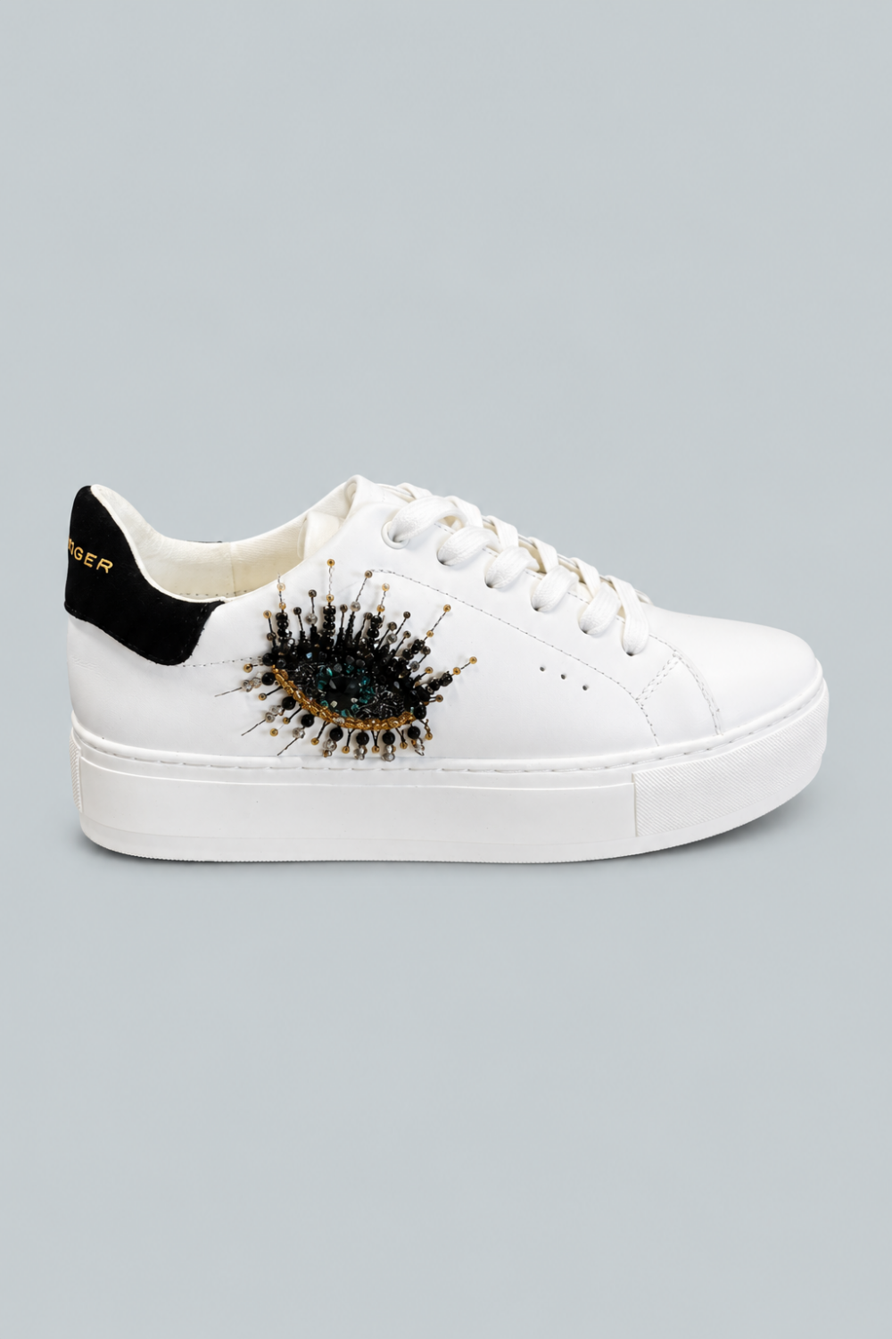 Women’s Laney Eye Embellished Platform Low Top Sneakers - White - 8.5 - Sneaker