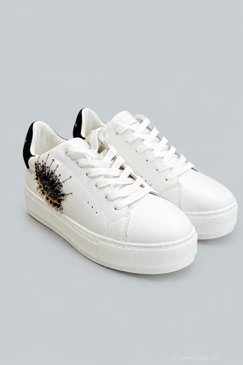 Women’s Laney Eye Embellished Platform Low Top Sneakers - White - 8.5 - Sneaker