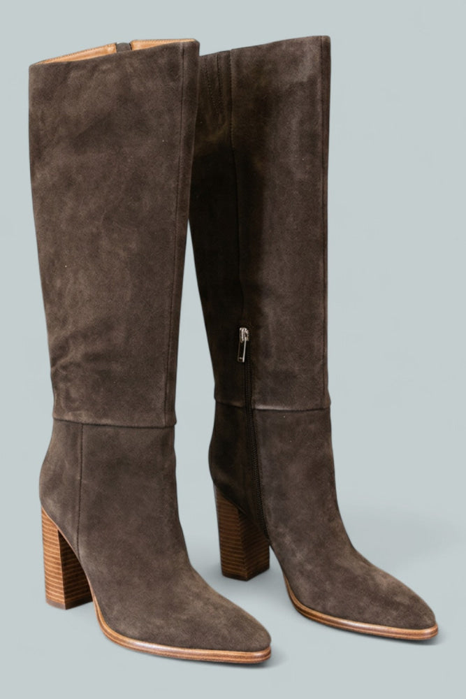 Women’s Lannie High Heel Boots - Dark Brown Suede - Boots