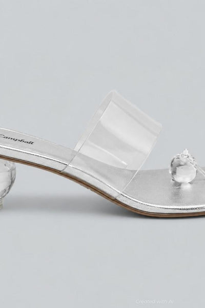 Women’s Latus Sphere Heel Slide Sandals - Silver Clear - 11 - Sandal