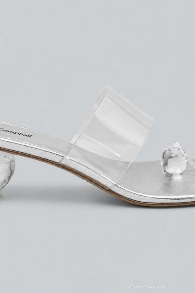 Women’s Latus Sphere Heel Slide Sandals - Silver Clear - 11 - Sandal