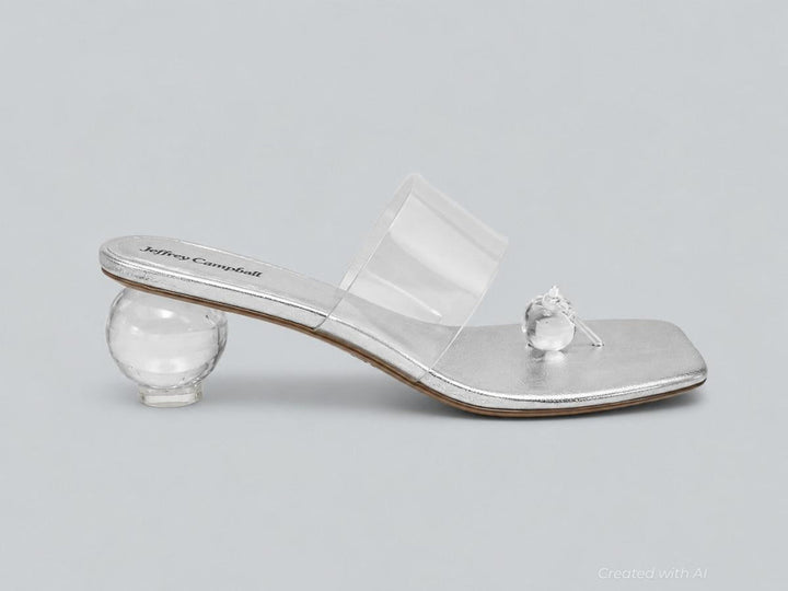 Women’s Latus Sphere Heel Slide Sandals - Silver Clear - 11 - Sandal