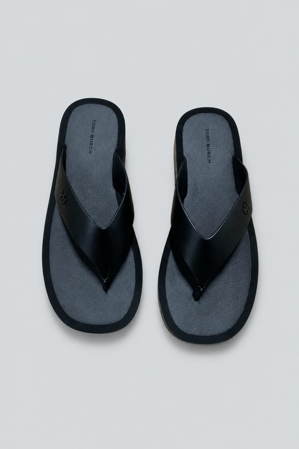 Women’s Leather Platform Flip Flops - Black - 8 - Flip Flop